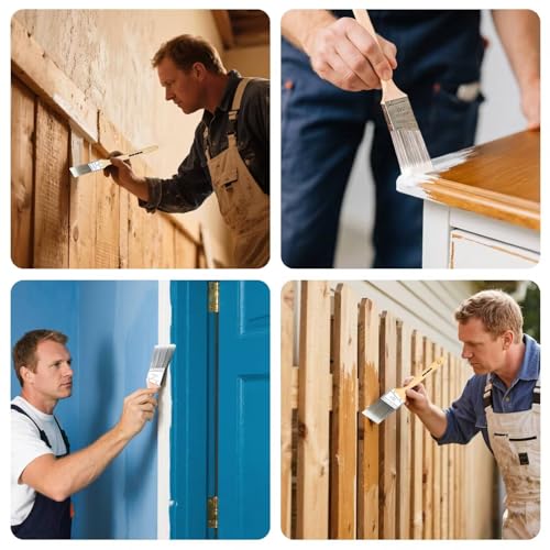 Great Andrew 10 Pack Paint Brushes Bulk (1" 1.5" 2" 2.5" 3") Set, Angle Sash Brushes for Trim, Walls, Wood, Stain Brushes for Painting House & Exterior, Latex, Oil - size: 10 pcs-1"1.5"2"2.5"3"