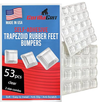 Clear Rubber Feet (53 Pack) Self Stick Bumper Pads - Made in USA - Adhesive Tall Square Bumpers for Electronics, Speakers, Laptop, Appliances, Furniture, Computers - color: Clear, size: 53pc Combo