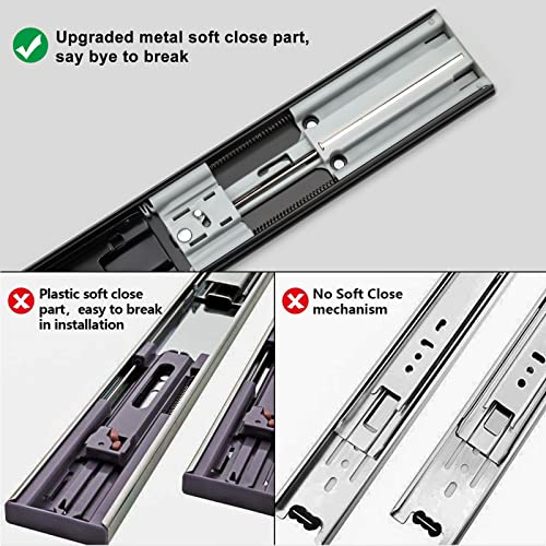 LONTAN 12 Inch Soft Close Drawer Slides Side Mount Dresser Drawer Glides 2 Pair Black 9.76" Extension Ball Bearing Heavy Duty Rails for Cabinets Drawer Hardware 100LB Capacity - color: Black, size: 12 Inch