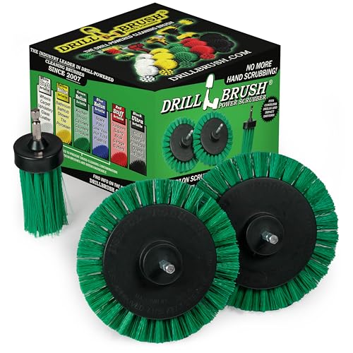 Drillbrush Dishwasher Safe Kitchen Appliance Cleaner Brushes for Power Drill - Small Crevice Cleaning Tool for Housekeeping - Kitchen Cleaning Attachments for Cordless Drill - Grout Power Scrubber - color: Green