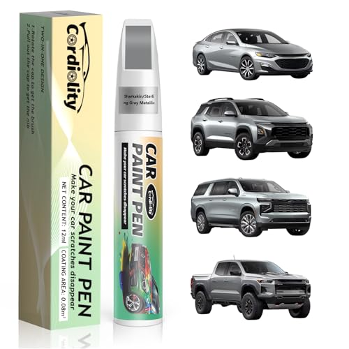 Car Touch Up Paint Sharkskin/Sterling Gray Metallic(GXD/WA130H) for Chevrolet, Color Accurate Car Scratch Repair Remover Pen Fix Auto Paint Chips and Nicks - color: Sharkskin/Sterling Gray Metallic(GXD/WA130H)for Blazer/Camaro/Colorado/Equinox/Malibu/Silv