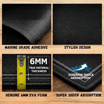 Naked Feet Only 4" x 14" Decal Non-Slip EVA Foam for Boat Gunwales & Ladders, 6mm Brushed Marine Grade Anti-Skid Adhesive Pads SeaDek Technology - Black/Yellow - color: Black Over Sunburst Yellow, size: Decal
