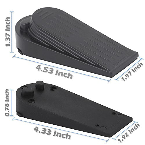 4-Pack Premium Door Stoppers with 2-in-1 Soft Rubber & Hard Plastic Design - Heavy Duty Wedge Stops for Floor Gaps, Child & Finger Safety, Fits Carpet/Tile/Hardwood Floors (Black) - size: 4pcs Set