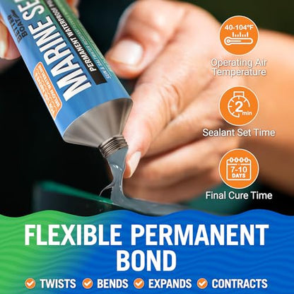 Marine Sealant and Adhesive, Waterproof Marine Grade Caulk, High-Temperature Water Sealant for Boat, Auto, and RV, Silicone-Free, Grey, 1 Tube, 3 Oz - color: Gray, size: 3 oz