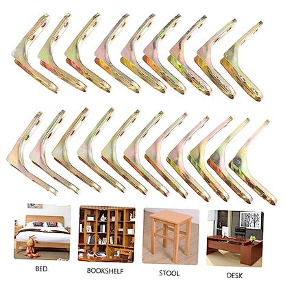 UKCOCO 20 Pack Heavy Duty L Brackets - 1.96 Inch Metal Corner Brace with Countersunk Holes, 90 Degree Angle Brackets for Wood Shelves, Cabinet, Table Leg and Furniture Joint Fasteners