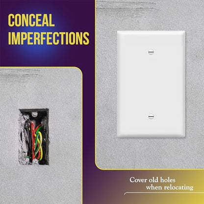 ENERLITES Blank Device Wall Plate, Jumbo Blank Covers, Over-Size 1-Gang 5.5" x 3.5", Unbreakable Polycarbonate Thermoplastic, 8801O-W, White - color: White, size: Over-Size