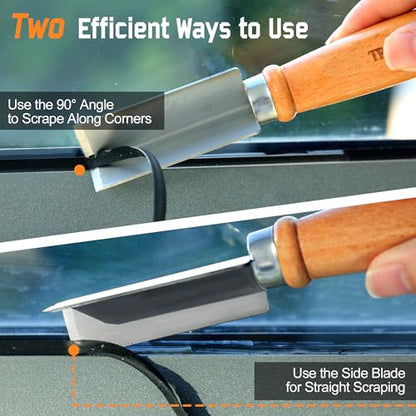 2 PCS Professional Caulk Remover Tool – Heat-Treated Caulking Tool with 90° Sharp Blade & Solid Wood Handle, Saves Time for Home Improvement, Durable Grout & Silicone Remover Tool - color: 2pcs- Original