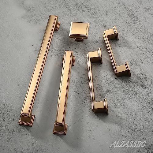 Alzassbg 10 Pack Champagne Bronze Cabinet Pulls, 3-3/4 Inch(96mm) Hole Center Cabinet Handles Kitchen Pulls for Cabinets and Drawer AL3071TGP - color: Champagne Bronze, size: 3-3/4" Hole Center