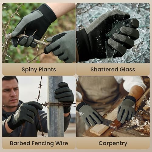 TAILI Level 2 Needlestick, Level 5 Puncture Resistant Work Gloves, Grip Enhanced Cut Resistant Gloves for Gardening, Carving, Fishing, Feather-Light Comfort, Breathable and Touchscreen Compatible, L - size: Large