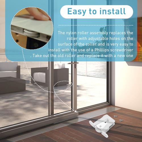 Sliding Screen Door Rollers Replacement Kit Fit for Andersen Part #1274104 (Before 1991) with Adjustable Vertical Height and Durable Sliding Wheels for Replacing Damage Roller Wheels