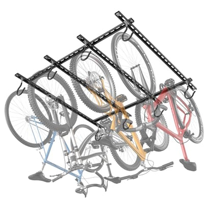 TORACK Ceiling Bike Rack for Garage, Ceiling-Mounted Bicycle Storage Hooks for 4 Bikes (Horizontal) or 8 Bikes (Vertical), Adjustable Overhead Bicycle Hooks for Mountain, Road, and Kids' Bike