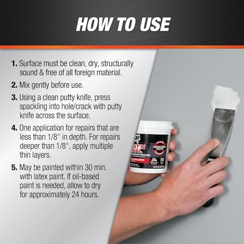 DAP Fast 'N Final Lightweight Spackling, White, 8 Oz (7079812140) - size: 8 Fl Oz (Pack of 1)