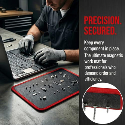 Magnetic Tool Mat 3 Pack, Non-Slip Flexible Pad for Tools, Heavy Duty 40 lbs Parts Holder with PVC Protection, Tool Organizer for Mechanic, Auto Repair and Garage Workshop (Red)
