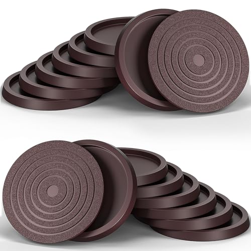 Furniture Coasters Non-Slip Bed Leg Pads Round Rubber Anti Sliding Caster Cups for Hardwood Floors Brown 16PCS 2.5inch - size: 2.5in Brown 16Pcs