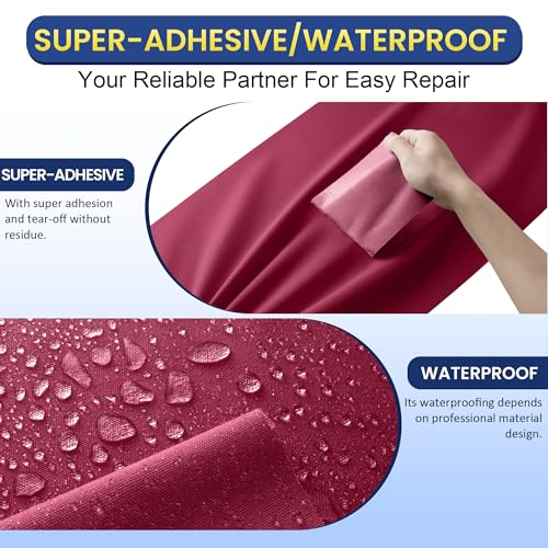 Self-Adhesive Canvas Repair Tape, 8.3" x 11" Waterproof Canvas Repair Patch, Fabric Patch Repairs Kit for Furniture, Tents, Sunbrellas, Boat Covers Awnings, Couches, Clothes, Bags Burgundy - color: Burgundy, size: 8.3" x 11"