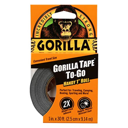 Gorilla Tape, Mini Duct Tape To-Go, 1" x 10 yd Travel Size, Black, (Pack of 1) - size: 1 Pack