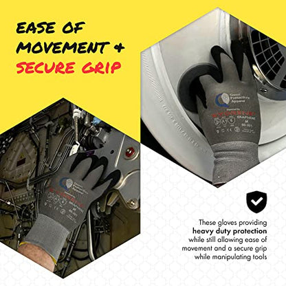 Garden & Work Gloves for Men and Women – Cut Resistant Gardening Gloves with Grip, Lightweight Breathable Safety Gloves for DIY, Construction, Warehouse & General Handling – Large, Pack of 3 - color: Black and Grey