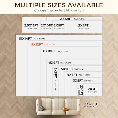 BAGAIL BASICS 9 x 12 FT Rug Pad Gripper for Hardwood Floors, Non Slip Rug Pads for Area Rugs, Extra Thick Under Rug Padding, Protect Your Rugs & Floors - size: 9' x 12' (Rectangular)