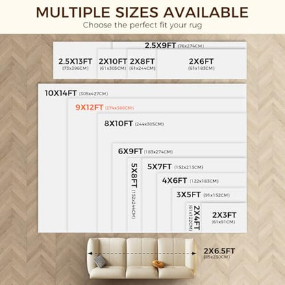BAGAIL BASICS 9 x 12 FT Rug Pad Gripper for Hardwood Floors, Non Slip Rug Pads for Area Rugs, Extra Thick Under Rug Padding, Protect Your Rugs & Floors - size: 9' x 12' (Rectangular)