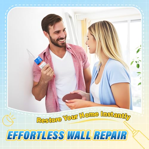 DIYSELF 9 Pack Drywall Repair Kit, Surface Repair Kit, Spackle Wall Repair, 2×100g (7oz Total) Putty, White Drywall Mud, Plaster for Holes, Cracks, Gaps, Fast-Drying Hole Filler with Scraper, Sander - size: 9 Pack