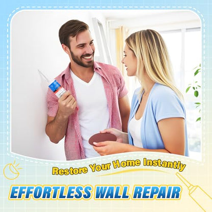 DIYSELF 9 Pack Drywall Repair Kit, Surface Repair Kit, Spackle Wall Repair, 2×100g (7oz Total) Putty, White Drywall Mud, Plaster for Holes, Cracks, Gaps, Fast-Drying Hole Filler with Scraper, Sander - size: 9 Pack