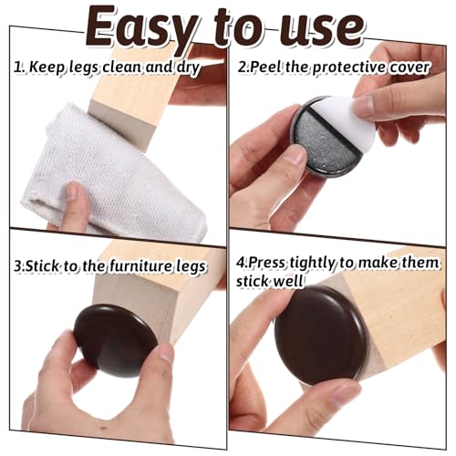 12Pcs Furniture Sliders for Carpeted Floors, 2-inch Stick Furniture Movers Self Adhesive Chair Gliders for Easy Moving on Carpet and Hardwood Floors(Coffee)