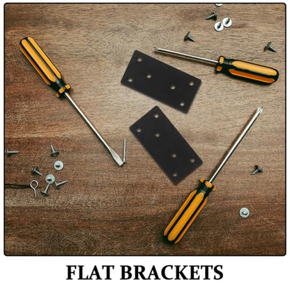 SEWACC 6 Sets Stainless Steel Straight Flat Brackets with Screws for Furniture Repair Fixing Corner Brackets and Shelf Mending Plates Metal Brace Kit for Wood Support and Reinforcement