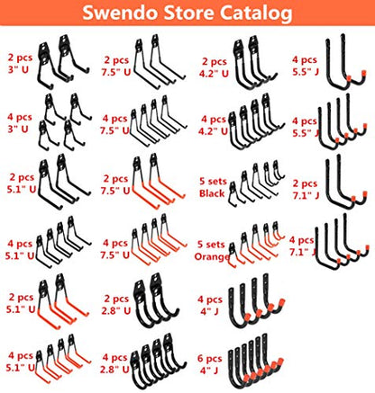 Wall Mount Garage Storage Hooks, Heavy Duty Steel Storage Hook Great for Garden Tools, Hoses, Lawn Mowers (5.5Inch x 4Inch) - size: 5.5Inch x 4Inch