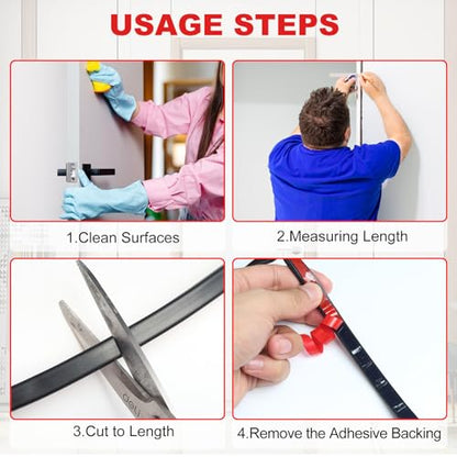 Storystore 40 FT Rubber Weather Stripping Door Seal Strip, Self-Adhesive Door Weather Stripping Soundproofing for Door Frame Insulation Window Large Gap, Easy Cut to Size - size: 40 FT