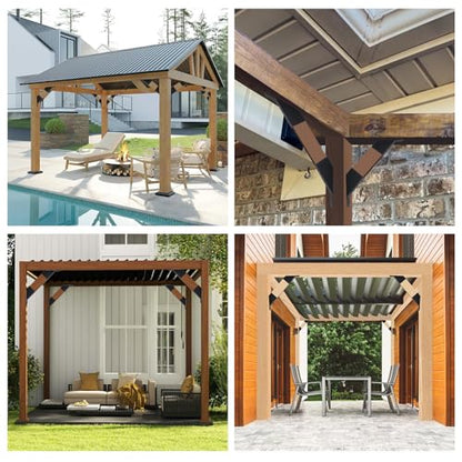4 Pcs Pergola Brackets, 45-Degree Angle Bracket. Specially for Reinforcing Gazebos. Fits 2" x 4" Lumber. with Drainage Holes. Build a Stable Pergola Easily.