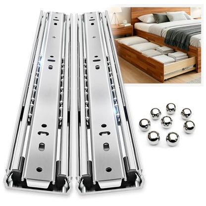 YENUO Heavy Duty Drawer Slides Full Extension Side Mount 12 14 16 18 20 22 24 26 28 30 32 34 36 40 Inch Metal Rails Track Guide Glides Runners 100 Lbs 1 Pair (Without Lock, 32 inch) - size: 32 Inch