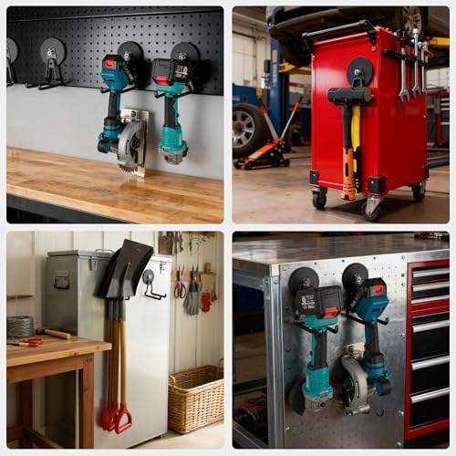 MUTUACTOR Upgraded Magnetic Hooks Heavy Duty,40lbs Anti-Scratch Garage Large Magnet Hooks,2-Pack Super Strong Magnetic Garage Hooks for Organizing Impact Drivers Trailer Cord Garden Tool Box - style: Updated 3.46in Magnet L Black Hooks 2PCS