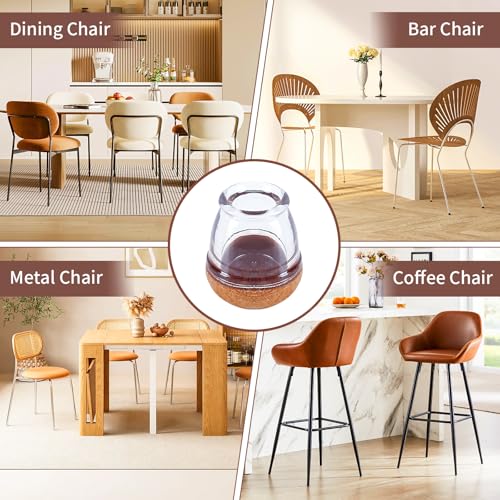 Ezprotekt 24 Pcs Extra Small Chair Leg Floor Protectors, Silicone Felt Chair Pads for Hardwood Floors, Round Chair Leg Caps, Felt Furniture Feet Covers for Dining Table, Clear (XS Fit: 2/5"-11/20") - size: Xs-round