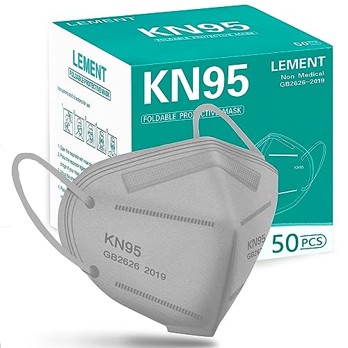 LEMENT 50PCS KN95 Face Mask 5 Layer Cup Dust Safety Masks Breathable Elastic Ear Loops Grey Masks - color: Adult-50 Pack-grey
