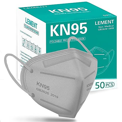 LEMENT 50PCS KN95 Face Mask 5 Layer Cup Dust Safety Masks Breathable Elastic Ear Loops Grey Masks - color: Adult-50 Pack-grey