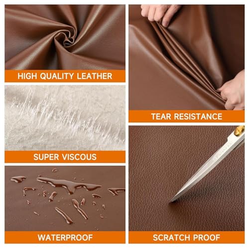 Leather Repair Patch 24x54 Inch, Self Adhesive Leather Repair Tape, Large Vinyl Repair Kit for Sofa Couch Furniture Car Seats, Strong Adhesion Waterproof Scratch Resistant Easy Cut (Brown) - color: Brown