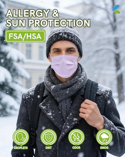 FriCARE Face Masks Disposable for Adults, 4 Ply ASTM Level 3, Individually Wrapped Mask for Allergy Protection, 100 Pack, Crown Elegance - color: Crown Elegance