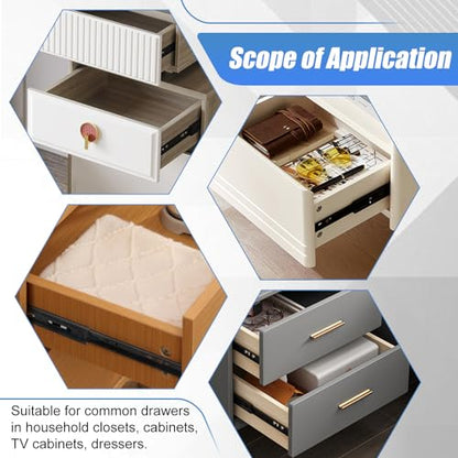 10 inch Drawer Slides 6 Pairs (12pcs) Full Extension Ball Bearing Drawer Rails Side Mount 3 fold Metal Dresser Runners for File Cabinet Trash Can Kitchen Wardrobe Glides 10" Black 100 LB Capacity - size: 10inch-250mm