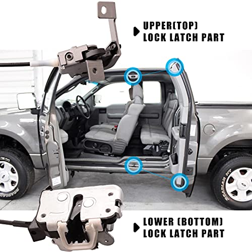 Rear Right Door Lock Latch w/Cable Assembly Compatible for Ford F250 F350 Super Duty Extended Cab 1999-2007 Passenger Rear Door Upper&Lower Latch repalcement 6C3Z28264A00AA - size: F250 99-07 Rear Right
