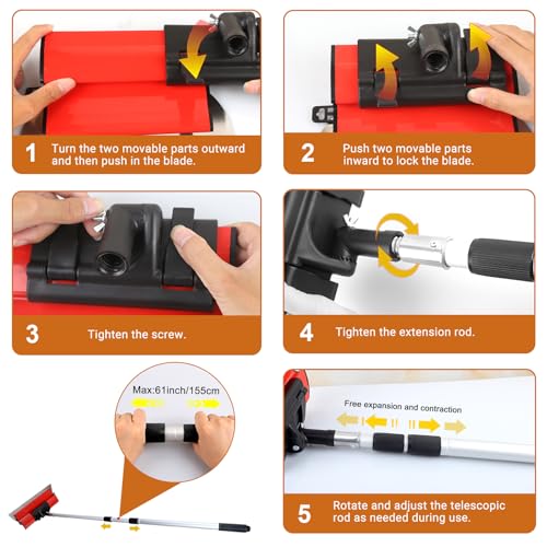 DEKEones Drywall Skimming Tools Set with 10”24”32” Skimming Blades, a Paint Roller, a Extension Pole and 3 Kinds of Putty Knife Tools for Smoothing Wall and Ceiling