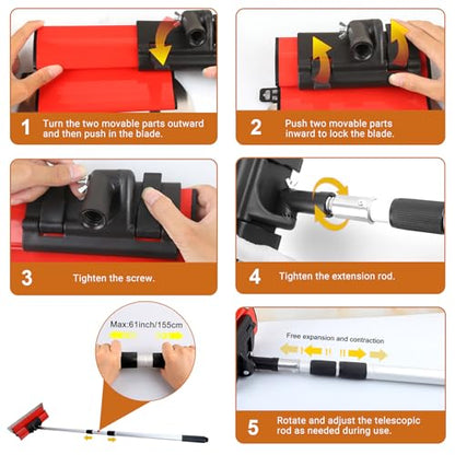 DEKEones Drywall Skimming Tools Set with 10”24”32” Skimming Blades, a Paint Roller, a Extension Pole and 3 Kinds of Putty Knife Tools for Smoothing Wall and Ceiling