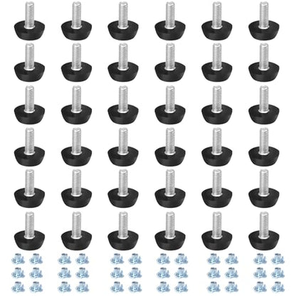 36 Pack M6 Furniture Levelers Stainless Steel Adjustable Threaded Furniture Leg Leveling Feet, Durable Screw in Glide Levelers for Furniture Table Chair Desk (M6x15mm, with T-Nuts) - size: M6 x 15mm