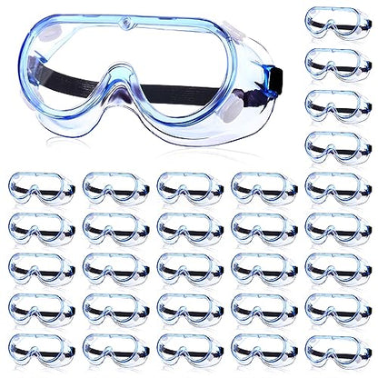 Yunsailing Protective Safety Goggles Lab Over Glasses Clear Anti Fog Eye Protection Goggles for Men Women - color: Clear Blue, Black