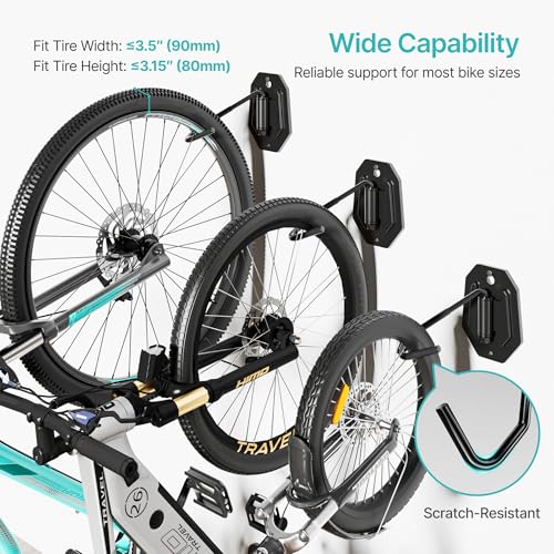 PEGZONE Swivel Bike Wall Mount, Heavy Duty Vertical Bike Rack with Fixed Hooks for Garage Storage, Wall Mounted Bicycle Hangers Holds up to 77 lbs for Indoor, 1 Pack - size: 1 Pack