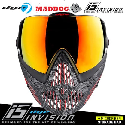 Maddog Dye i5 Thermal Anti-Fog Paintball Airsoft Mask Goggle System Combo with Microfiber Bag | Safety Certified Protection - color: Im Shields