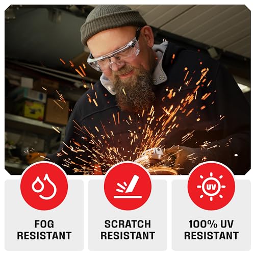 NoCry Safety Glasses Over Eyeglasses — Fog and Scratch-Resistant Over Glasses Safety Glasses for Men and Women with Side Shields, UV380 Protection, ANSI Z87 Rated — Perfect Safety Goggles Over Glasses