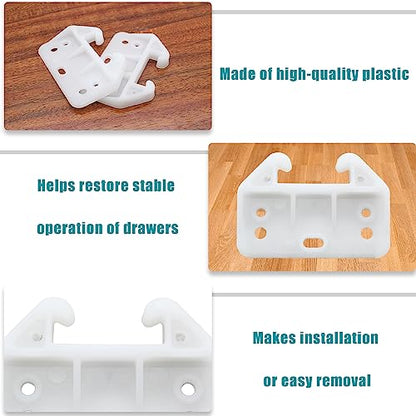 Litoexpe 20pcs Plastic Drawer Guides, Rear Drawer Track Guide Replacement, Center Mount Dresser Drawer Guide Brackets for Dressers, Hutches, Bedside Table and Drawer Systems (Without Screws) - size: 60×41×28mm - 20 Pcs