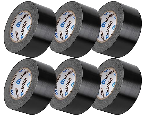 Oleitodh 6 Pack 3 in Duct Tape Black Heavy Duty 330 Yards x 3 Inch - Strong, Flexible,No Residue,All-Weather and Tear by Hand - Bulk Value for Do-It-Yourself Repairs and Professional Use - color: Black, size: 3inch x 330 yards