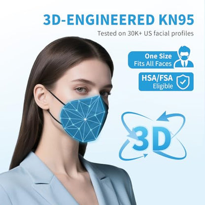 akgk KN95 Face Mask, Breathable Protection Masks, 5-Ply KN95 Multicolor Masks, Cup Dust Safety Masks 50 PCS(Black, White, Grey, Purple, Navy Blue) - color: Multi