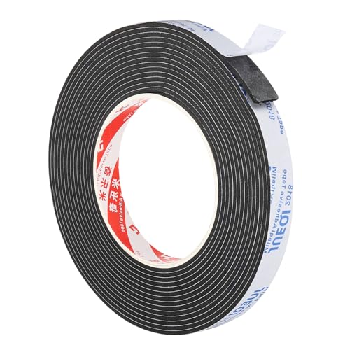 PATIKIL 5m/16.4ft Sealing Foam Tape, 15mm Wide 2mm Thick Single Sided Weather Stripping Door Furniture Seal Strip for Window Pipes Insulation, Black - color: Black, size: 5m*15mm*2mm